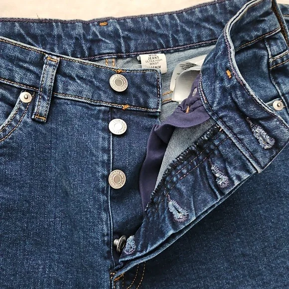 H&M Mom Jeans Ultra High Waist &Denim Blue 4 Button Fly - Picture 13 of 13